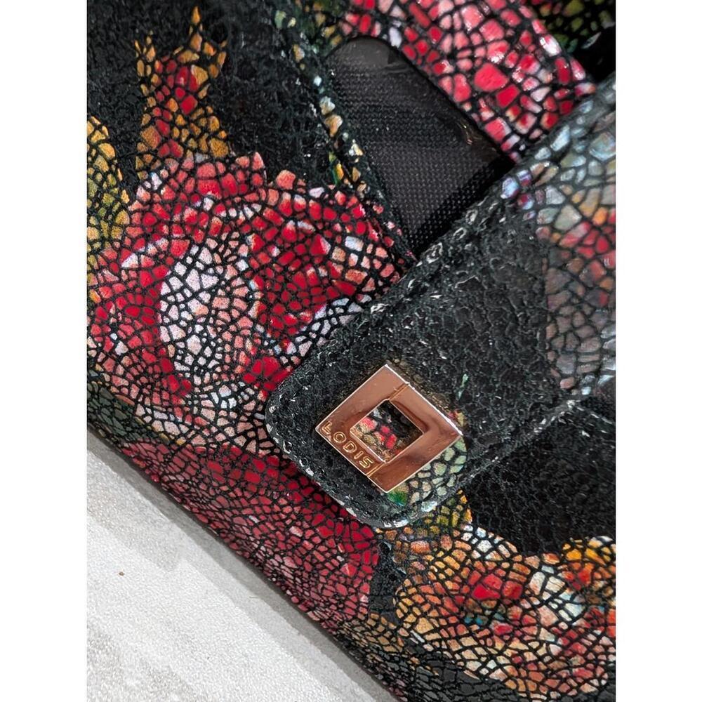 Lodis Floral Pattern Credit Card Wallet W/Snap Closure Zip Pocket ID Case - Picture 2 of 7